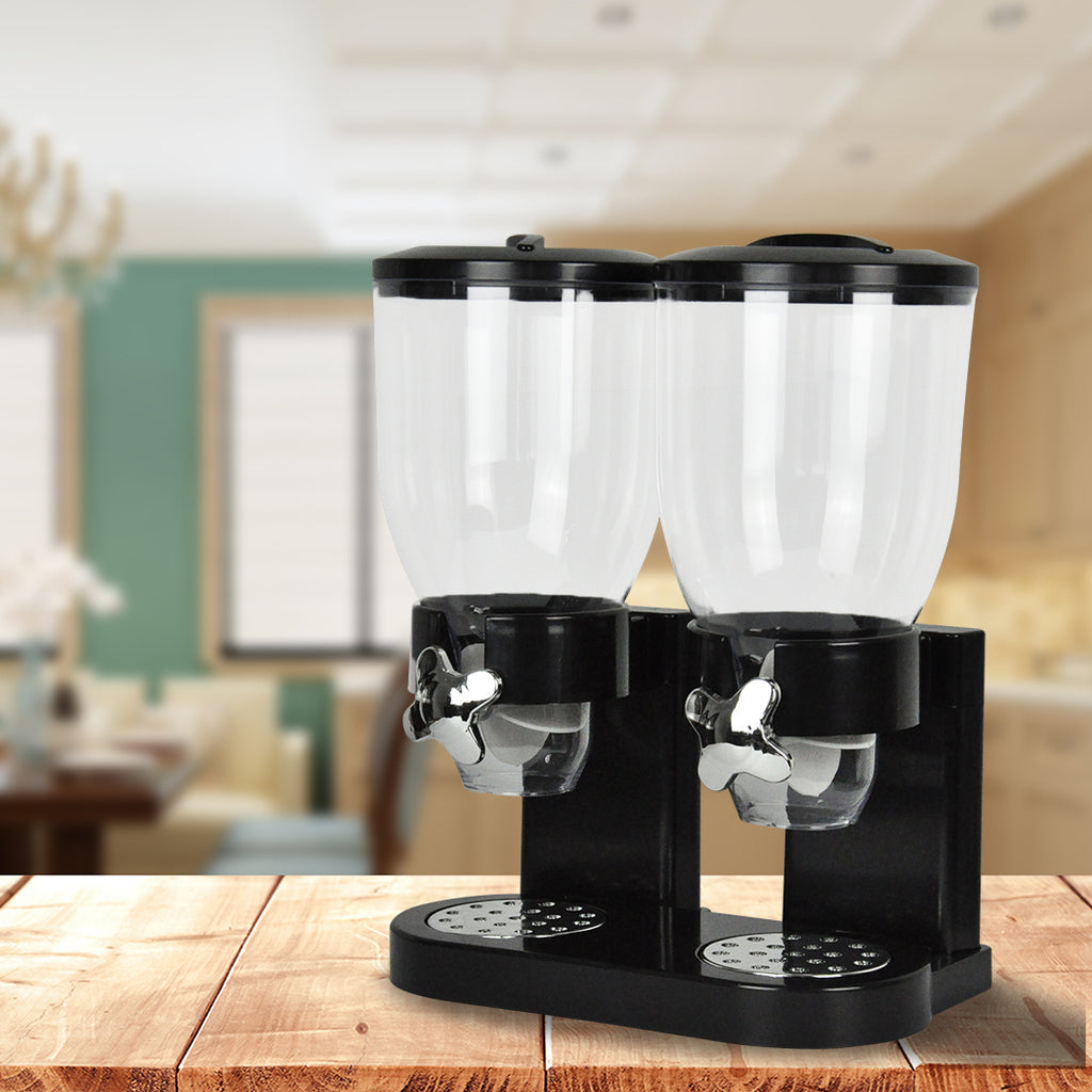 TOQUE Double Cereal Dispenser Dry Food Black-1954802892053549063