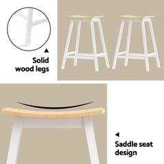 Artiss Bar Table and Stools Set Dining Desk Solid Wood Kitchen Chairs Cafe Pub