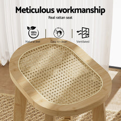 Artiss 2x Bar Stools Bamboo Rattan Stool Counter Chair Kitchen Barstools
