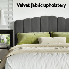 Artiss Bed Frame King Size Velvet Grey FION