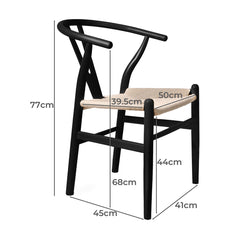 Levede 2x Dining Chairs Wooden Hans Black-1954802980578529282