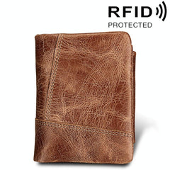 Men Taupe Leather Rfid Card Holder Wallet-1915198238181429250