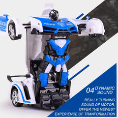 Remote Control Police Car - 4 Channels Deformable Toy-1969996469381500932