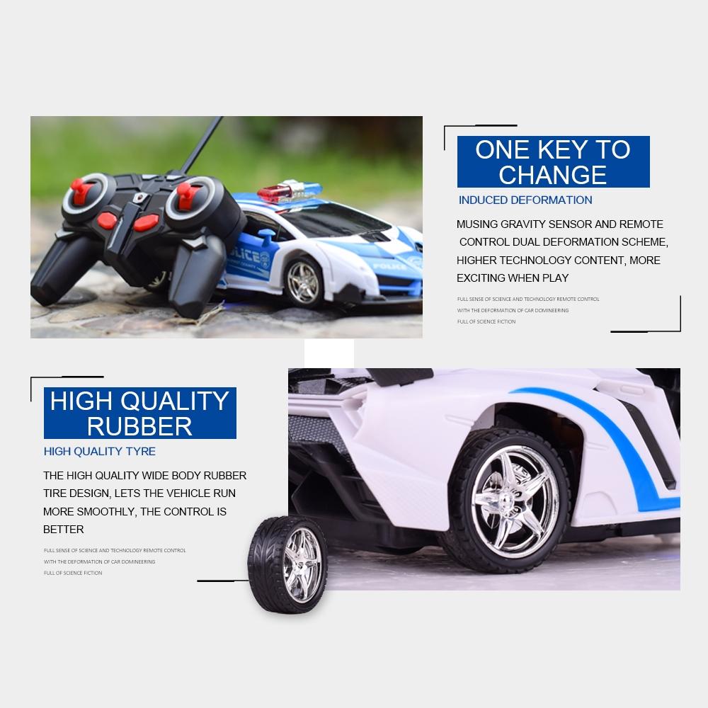 Remote Control Police Car - 4 Channels Deformable Toy-1969996469381500936