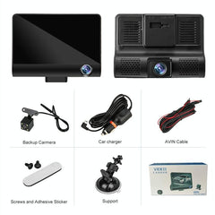 Hd 1080P Car Dvr With 3-In-1 Function And Wide Angle Night Vision - 4 Inch-1915197720902111235