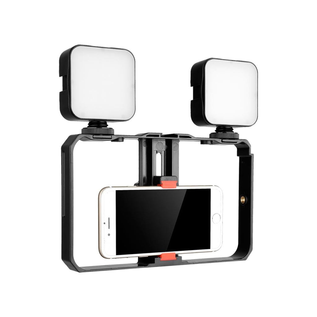 Vlogging Live Broadcast Smartphone Video Rig With Led Selfie Light And Stabilizer Handle-1915197699829927942
