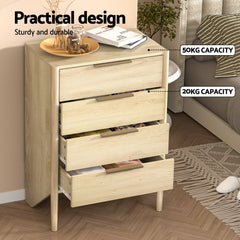 Artiss 4 Chest of Drawers Tallboy - INEZ Pine