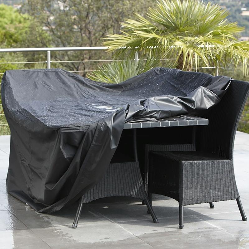 Outdoor Furniture Set Cover - Waterproof Anti-Uv Dust-Proof - 210D Oxford Cloth - 242X162X100Cm - Black-1964932283999850504