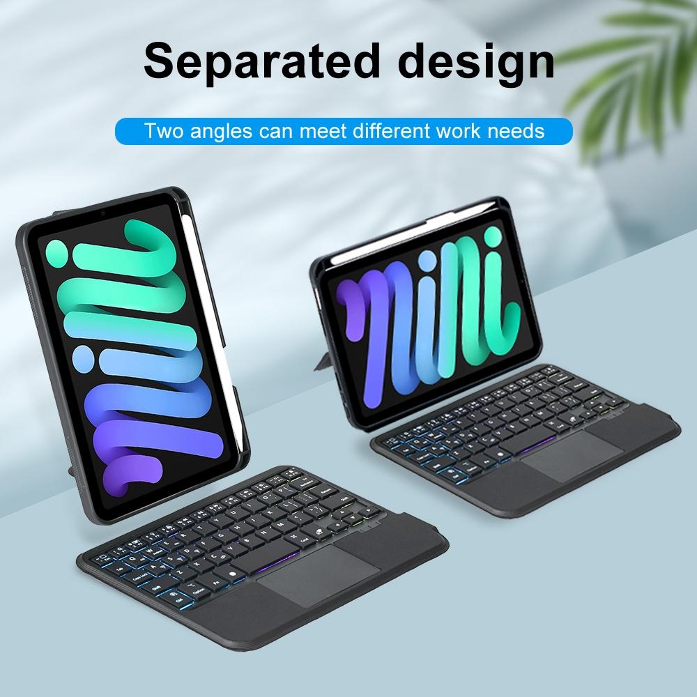 Split Type Bluetooth Keyboard Leather Case For Ipad Mini6 With Touch Backlight-1915198220112367622