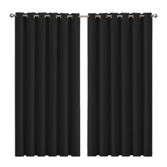 2x Blockout Curtains Panels 3 Layers Black-1954802972357693440