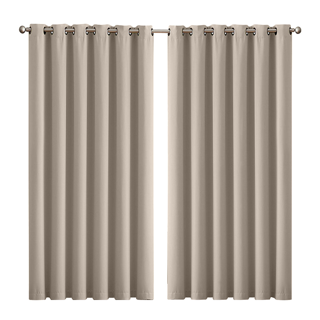 2x Blockout Curtains Panels 3 Layers Beige-1954802972160561152