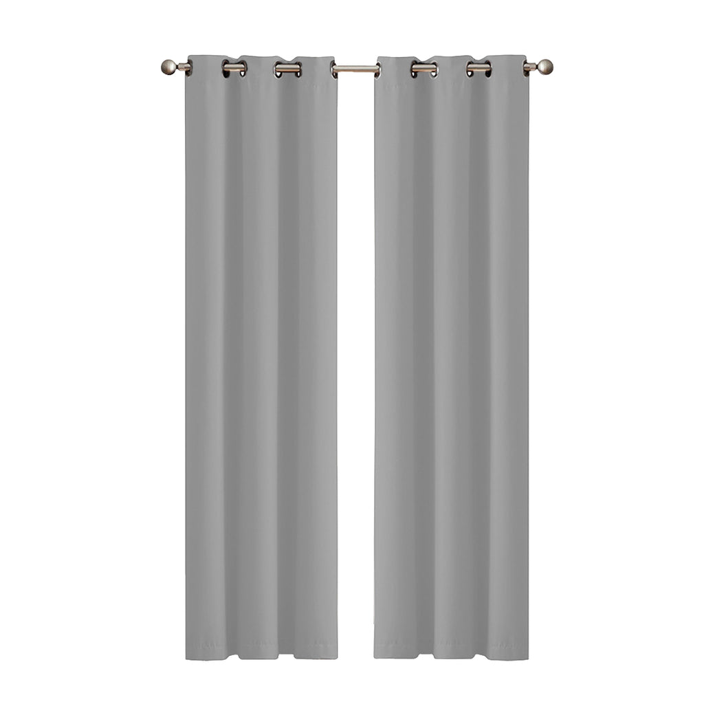 2x Blockout Curtains Panels 3 Layers Grey-1954802971111985152
