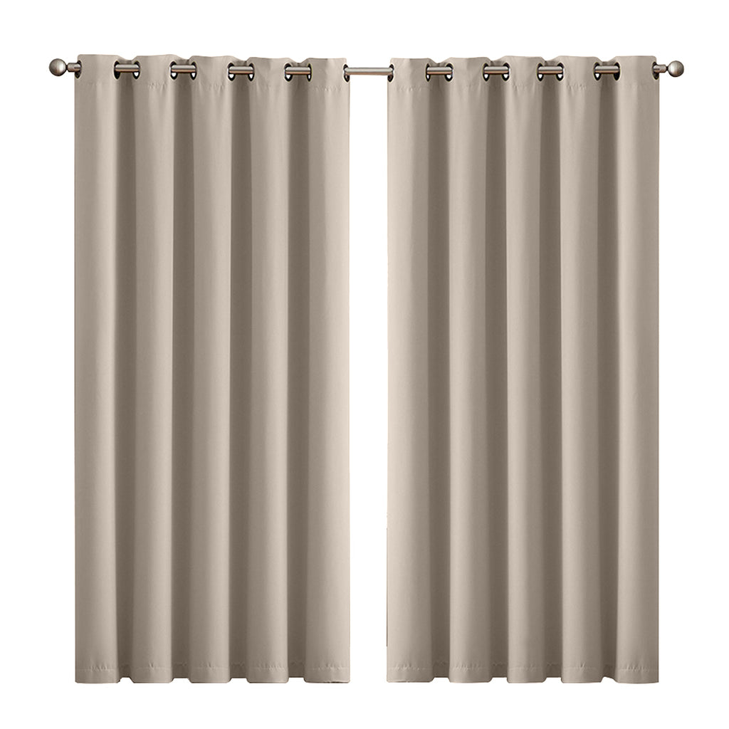 2x Blockout Curtains Panels 3 Layers Beige-1954802971330088960