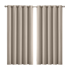 2x Blockout Curtains Panels 3 Layers Beige-1954802971330088960