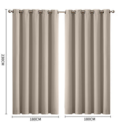 2x Blockout Curtains Panels 3 Layers Beige-1954802971330088962