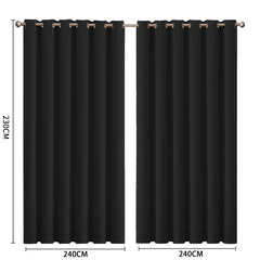 2x Blockout Curtains Panels 3 Layers Black-1954802972357693442