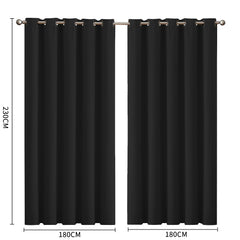 2x Blockout Curtains Panels 3 Layers Black-1954802971556581378