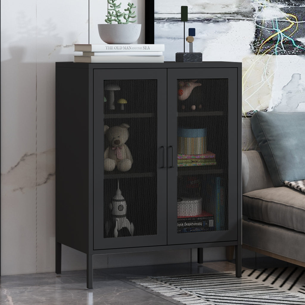 Levede Storage Cabinet Steel Kitchen Black-1954802986257616903