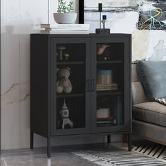 Levede Storage Cabinet Steel Kitchen Black-1954802986257616903