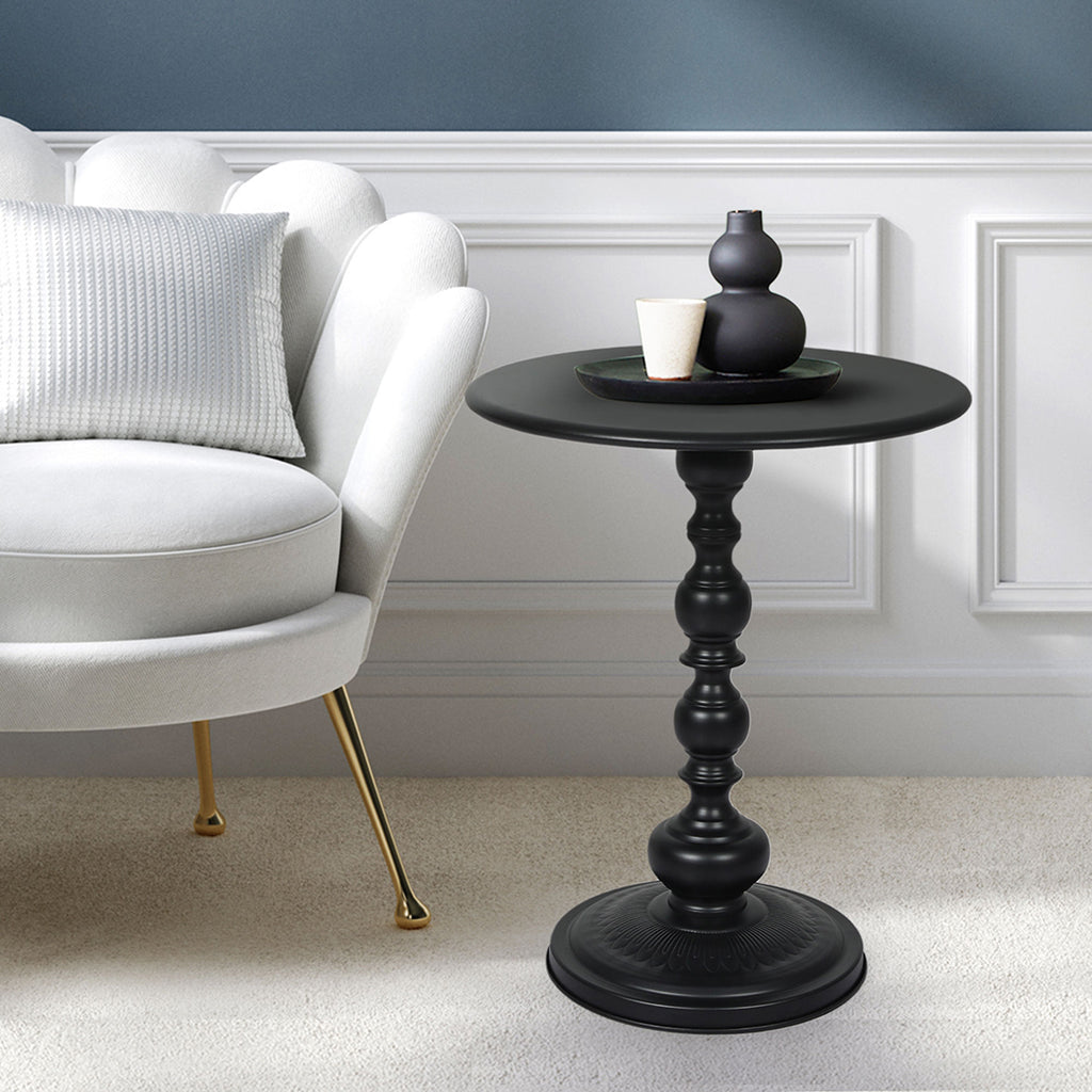Levede Side Table Vintage End Round Black-1954802989973770246