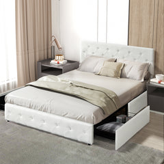 Levede Queen Bed Frame Tufted 4 Drawer-1954802933145145350