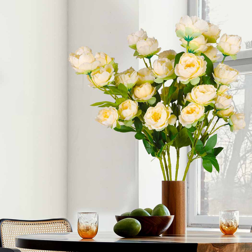 Lambu Artificial Flowers Silk Roses Yellow-1954802596778741766