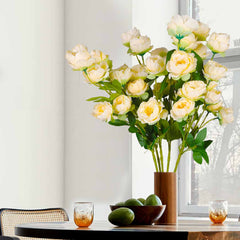 Lambu Artificial Flowers Silk Roses Yellow-1954802596778741766