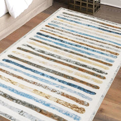 Marlow Floor Rug Short Pile Washable Carpet Soft Plush Non Slip Stripe 160x120-1954802389743702022