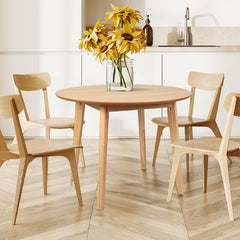 Levede Dining Table Round Rubberwood Base 100cm Natural 100 CM-1954802998861500422