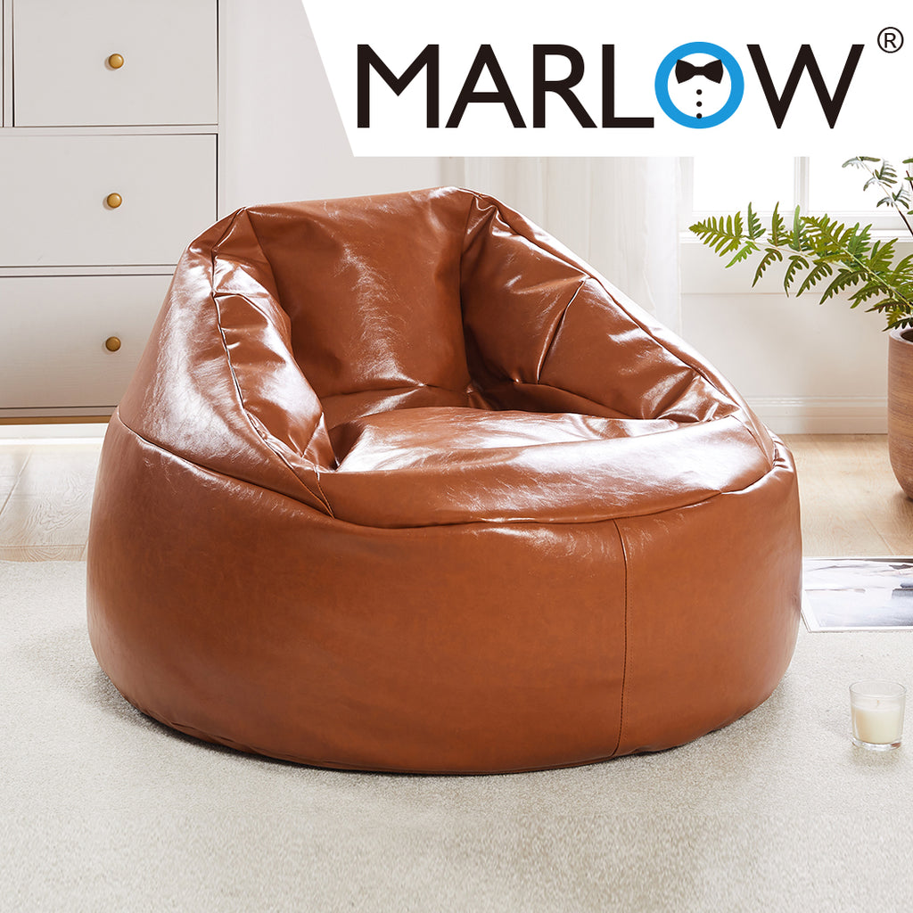 Marlow Bean Bag Chair Cover PU Couch Tan-1966287382567325702