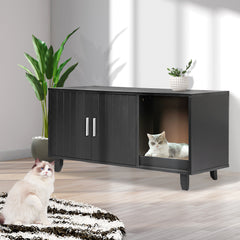 PaWz Enclosed Cat Litter Cabinet Box Black-1954802551970992134