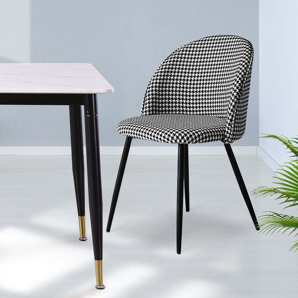 Levede 2x Dining Chairs Kitchen Cafe Black and White-1954802979513176070