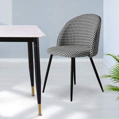 Levede 2x Dining Chairs Kitchen Cafe Black and White-1954802979513176070