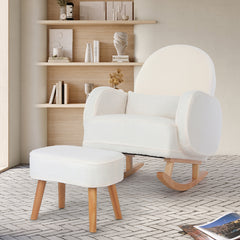 Levede Fleece Rocking Chair with footstool-1954802380063248390