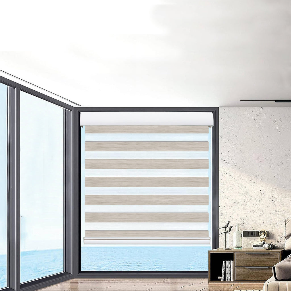 Marlow Blackout Zebra Roller Blind Curtains 150x210 Beige-1954802973397880838