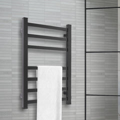Heated Towel Rail Warmer Rack Wall Mounted Black-1954802747891126278