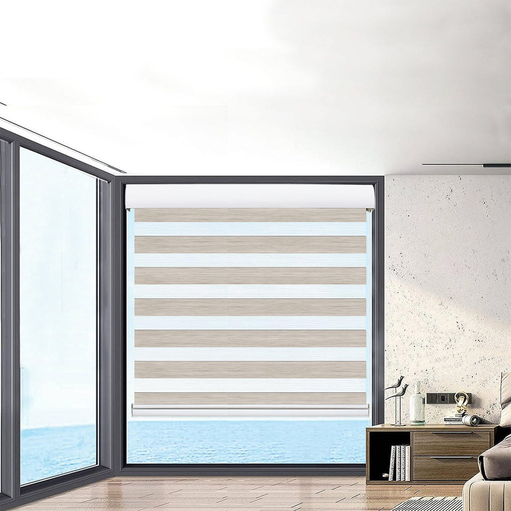 Marlow Blackout Zebra Roller Blind Curtains 180x210 Beige-1954802973817311238