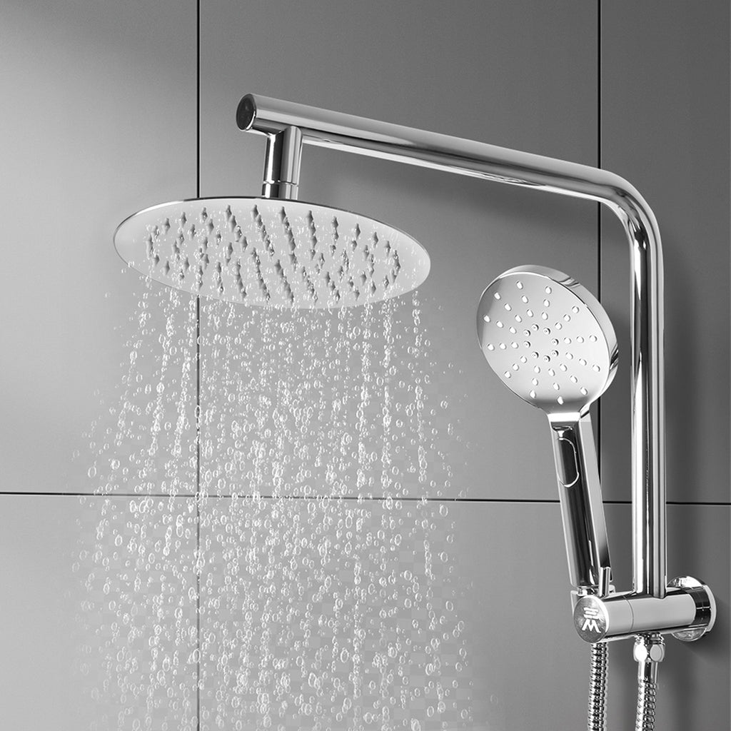 Shower Head High Pressure Set Rain Round Silver-1954802953172946950