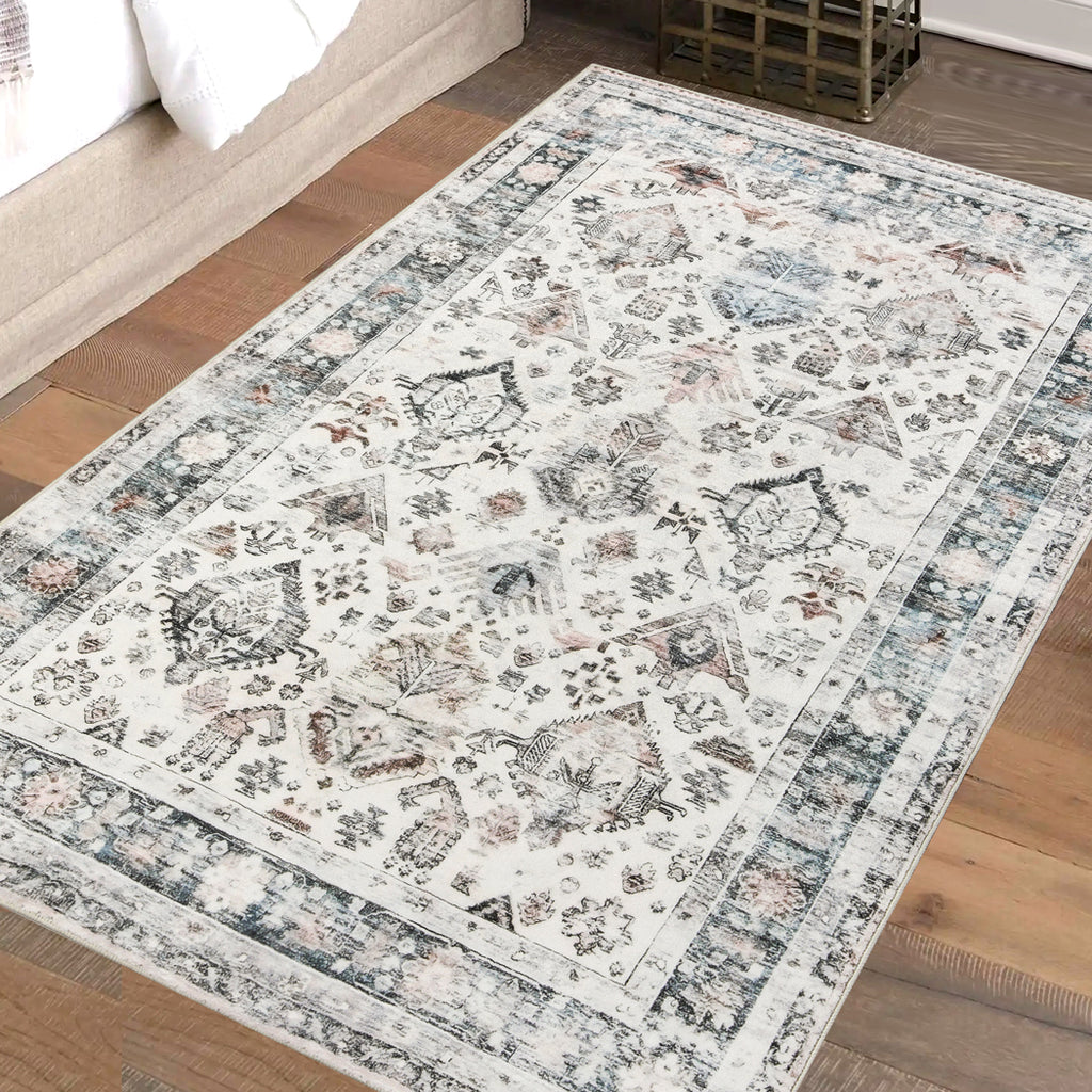 Marlow  Floor Rug Vintage Short Pile Washable Carpet Soft Plush Non Slip 200x230-1954802389211025415