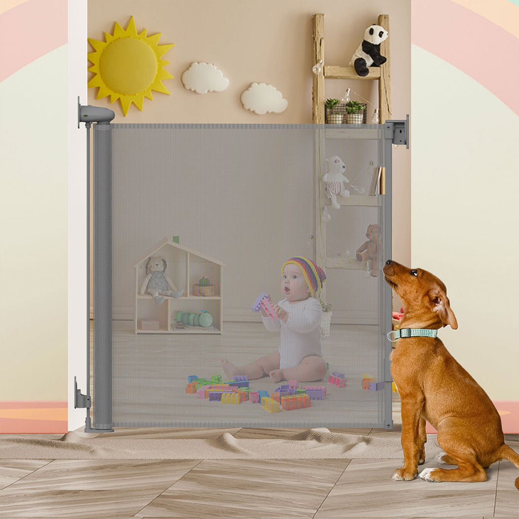 BoPeep Retractable Baby Safety Gates 150cm Grey 150 cm-1954802788848504838