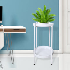 Levede 2 Tiers Plant Stand Metal Flower White Medium-1954802666353856519