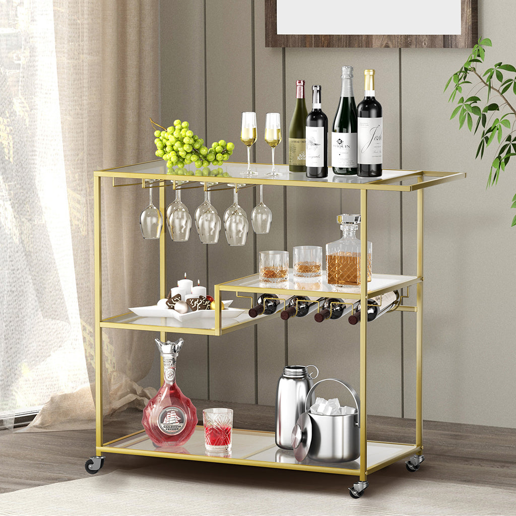 Levede Bar Cart Gold Drinks Serving Trolley 4 Tier-1963748907435560966