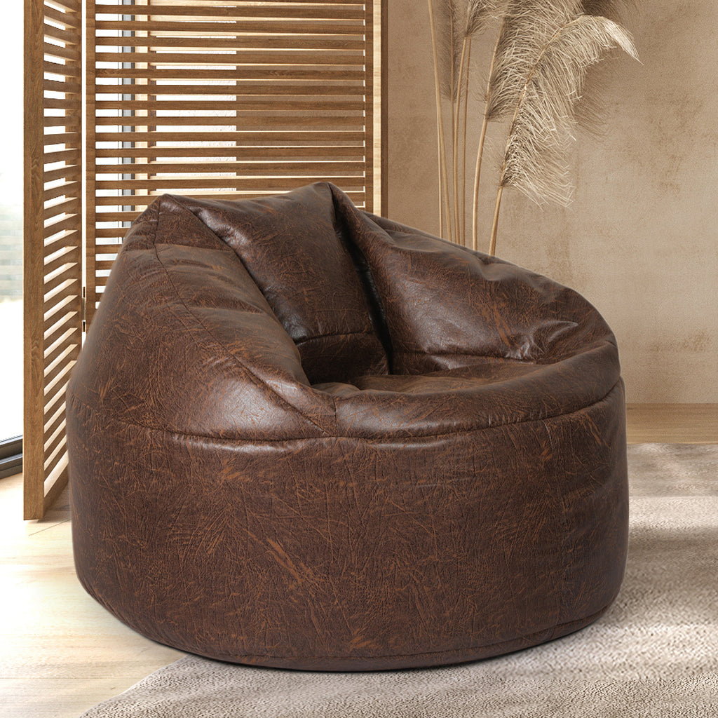 Marlow Bean Bag Chair Cover PU Couch Brown-1966287382361804806