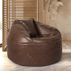 Marlow Bean Bag Chair Cover PU Couch Brown-1966287382361804806
