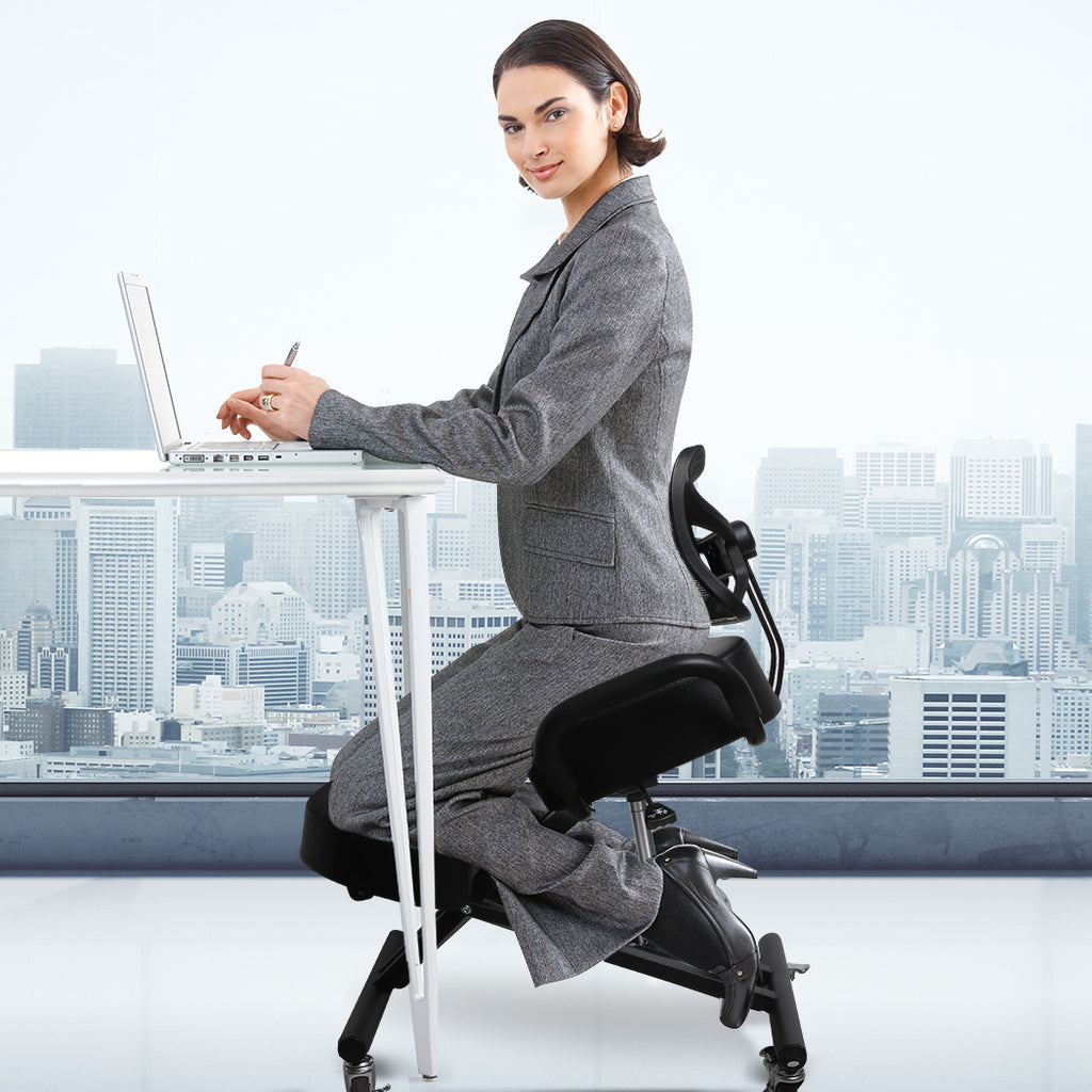Levede Kneeling Chair Office Ergonomic Black-1954803011045953543