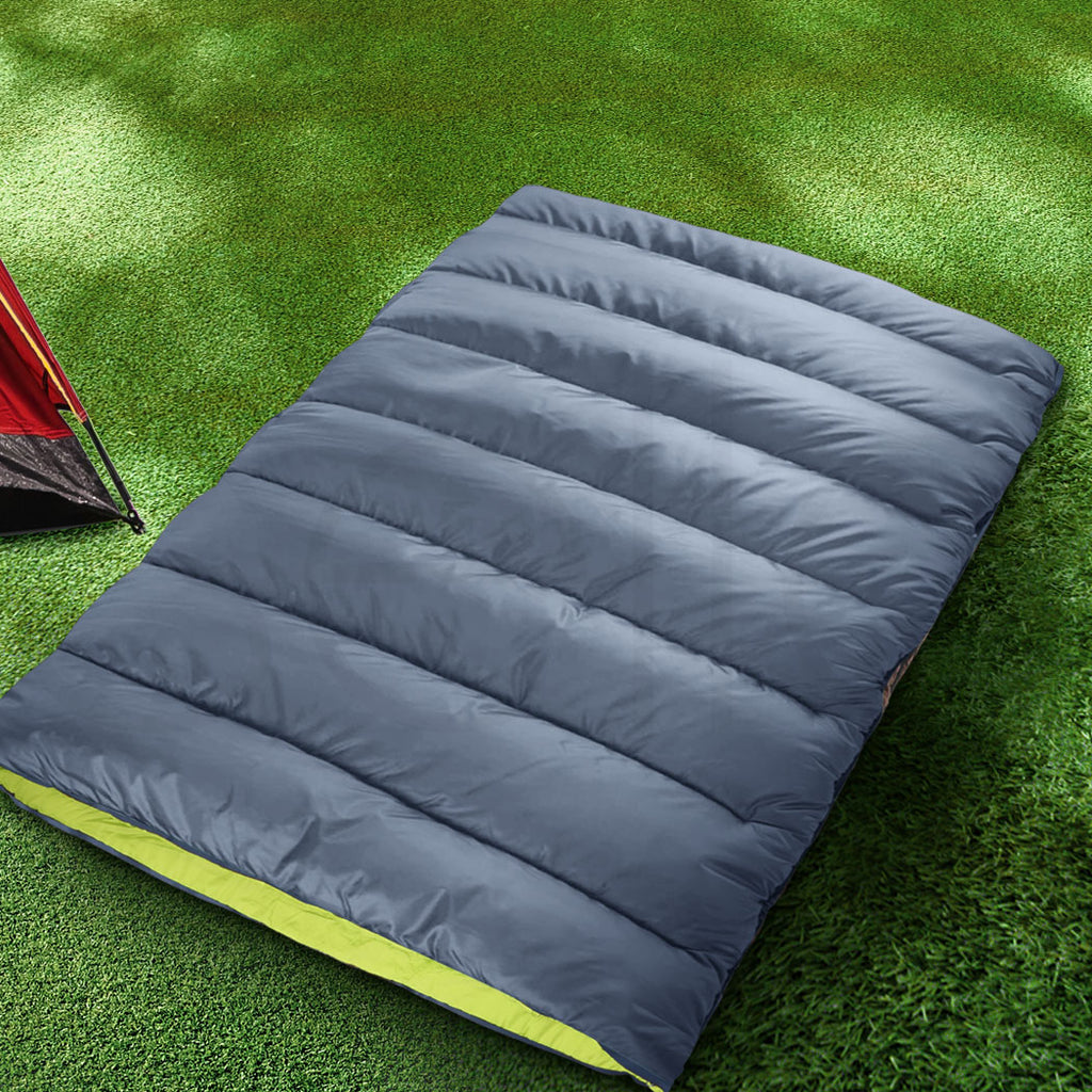 Mountview Double Sleeping Bag Bags Outdoor Grey-1954802649656332294