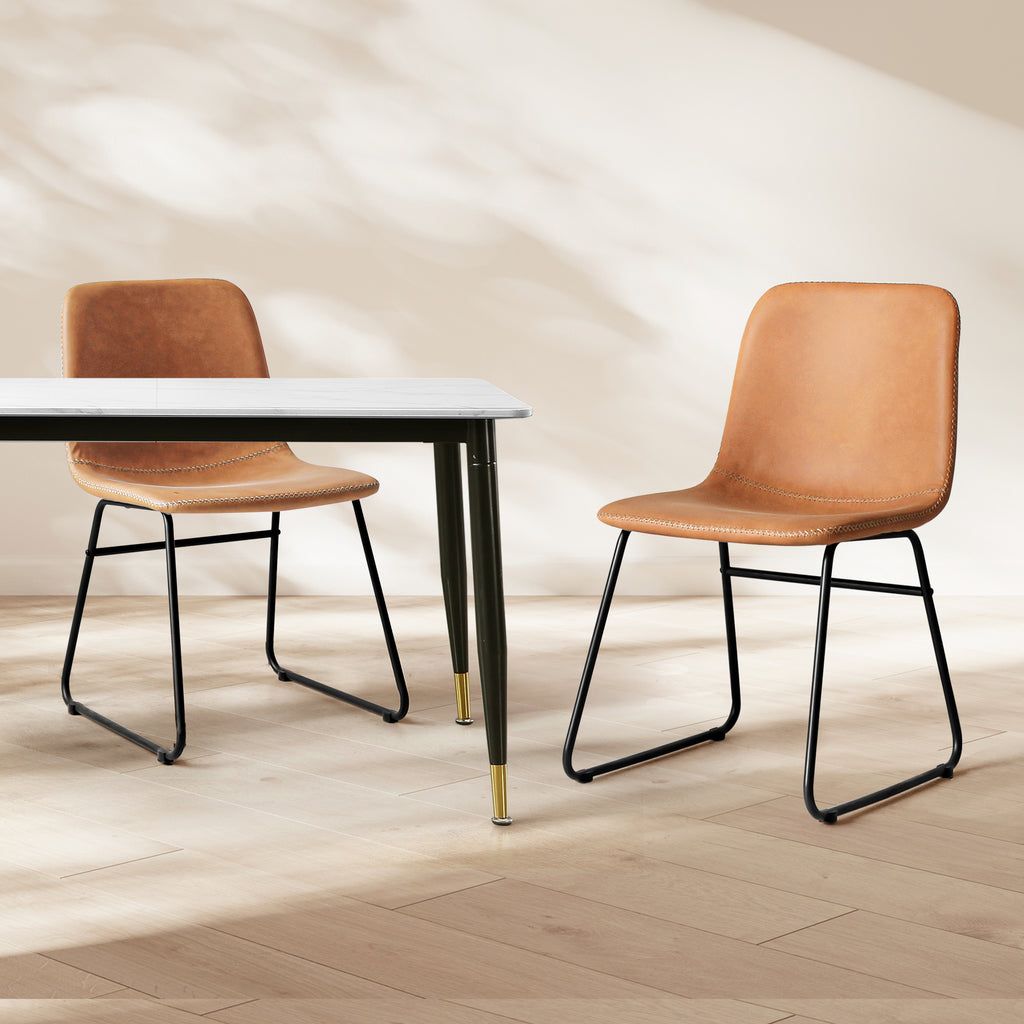 Levede 2x Dining Chairs Kitchen Table Brown-1954802996776931334