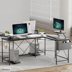 Levede Computer Desk Corner Desk Black-1954802381363482630