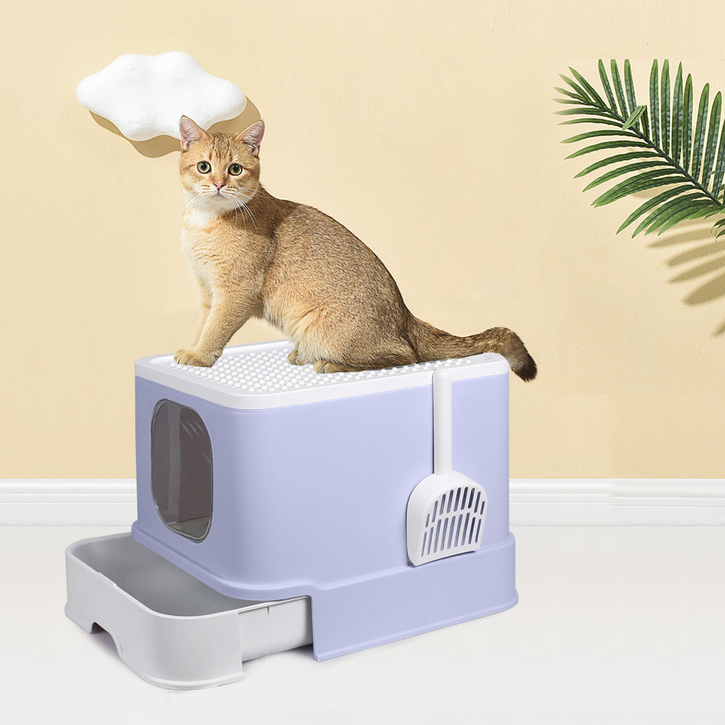 PaWz Cat Litter Box Fully Enclosed Toilet Purple-1954802512628420614