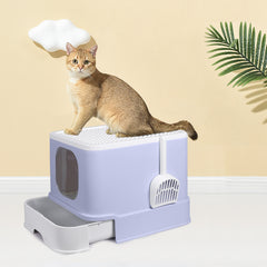PaWz Cat Litter Box Fully Enclosed Toilet Purple-1954802512628420614